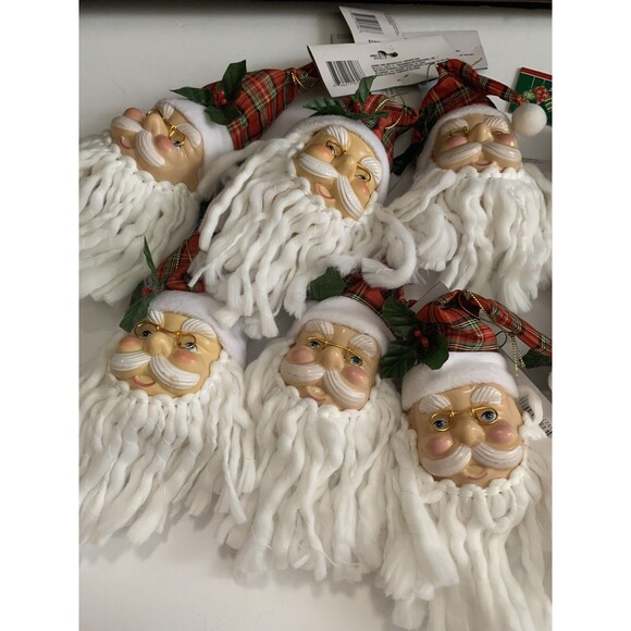 Christmas House Santa Head Ornament White Plastic Face Glasses‎ Beard Tree Decor - Picture 4 of 4